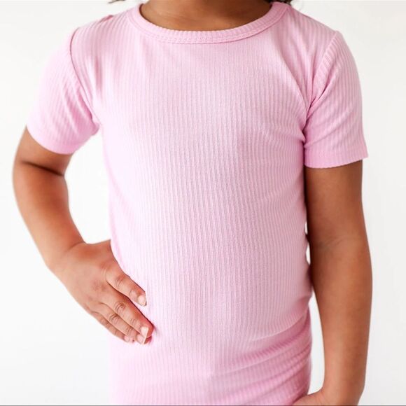 POSH PEANUT PINK RIBBED CLASSIC PJ SET 12/18M - Picture 9 of 9